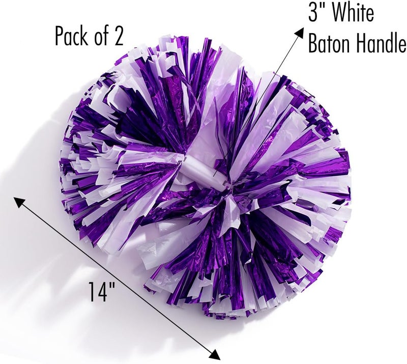 Anderson's Metallic Purple & White Foil Baton School Spirit Shakers, Cheerleader Pom Poms, Football, Basketball, Homecoming Squad, Team, Party, Dance, Club, Performance, Fan Celebration Pack of 2 - Image 3